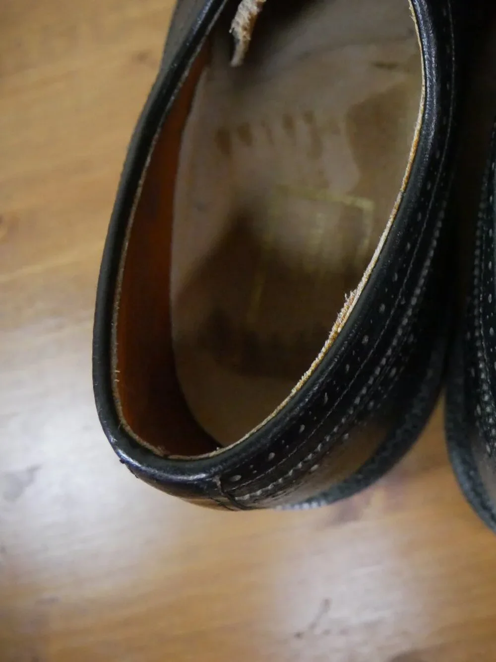 Stuart McGuire Black Wingtip Oxford Dress Shoes Mens Sz 13 Real Leather Vtg USA